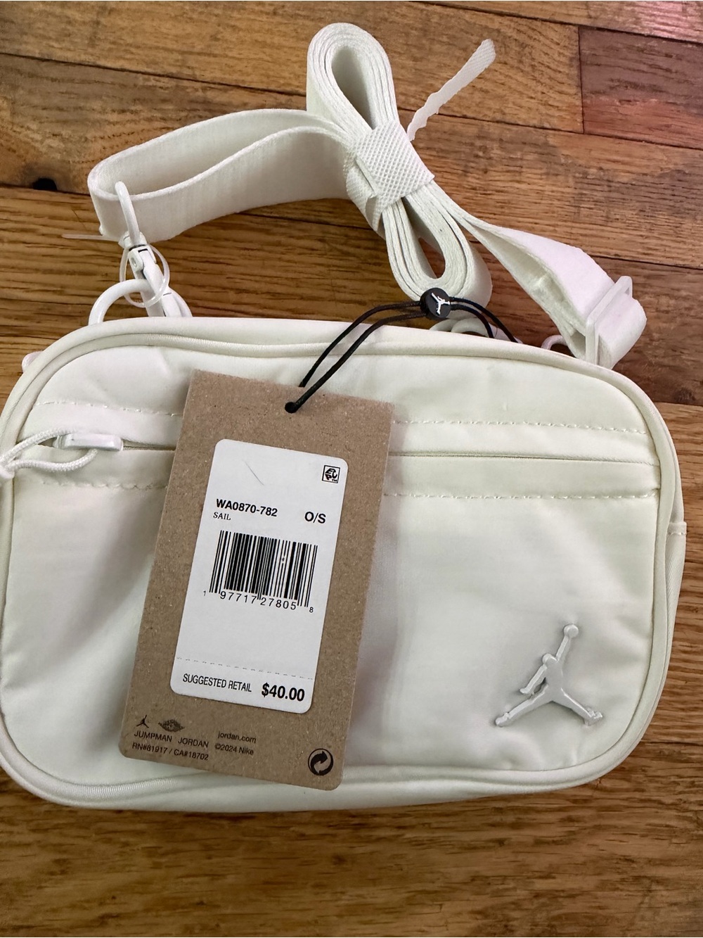 Jordan Sail White Shoulder Bag with Jumpman Logo